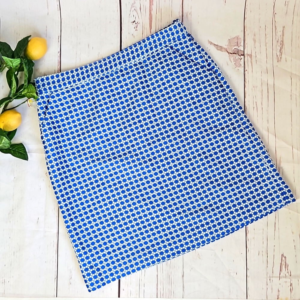 Brooks Brothers 346 Blue White Print Geometric Pencil Skirt Womens Size 6